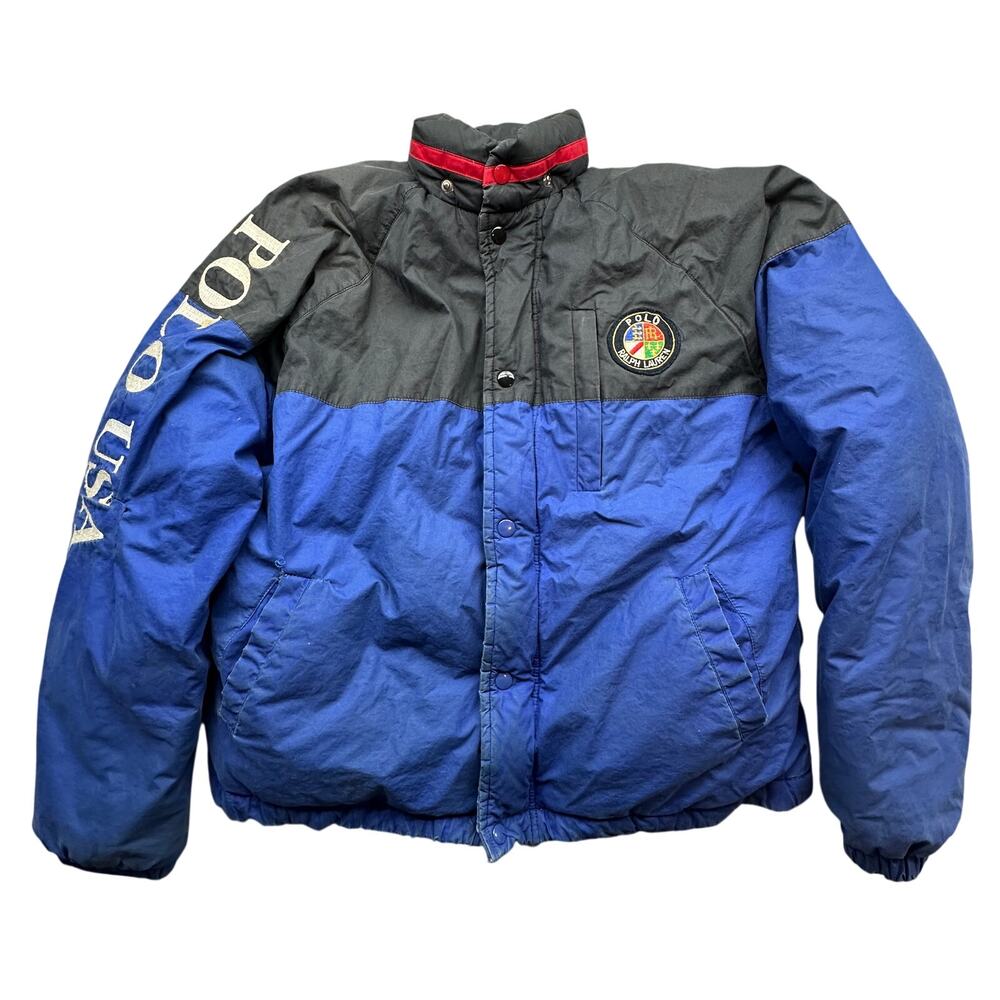 Vintage Ralph Lauren 1992 Polo USA Cookie Patch Down Jacket Boys Large 23x23